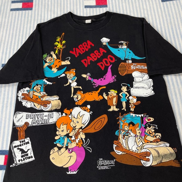 Vintage 1994 Hanna-Barbera The Flintstones all over print short sleeve tee shirt - Picture 3 of 11